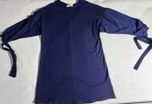 Wishful Park Navy Long Sleeve Top L Tie Sleeve Detail Cotton Y2K Coquette